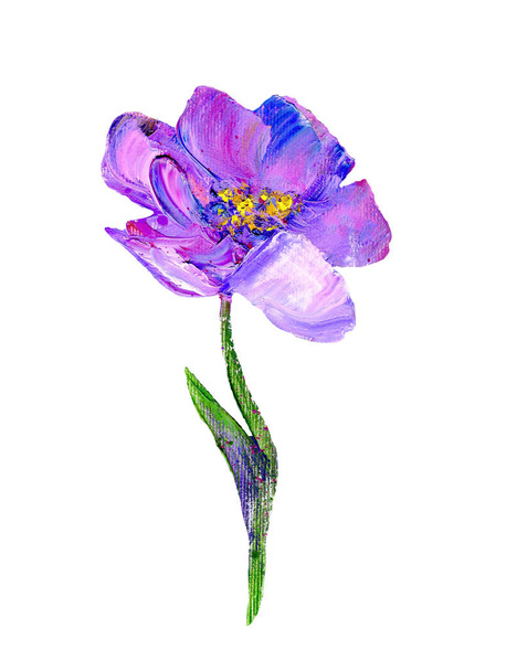 Hand painted modern style purple flower - Foto, afbeelding