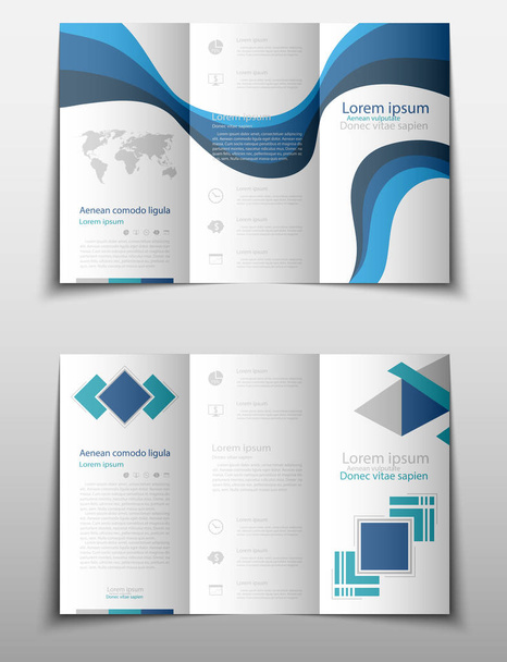 Leaflet cover presentation abstract geometric background, layout in A4 size Blue fold set technology annual report brochure flyer design template vector - Vector, Image
