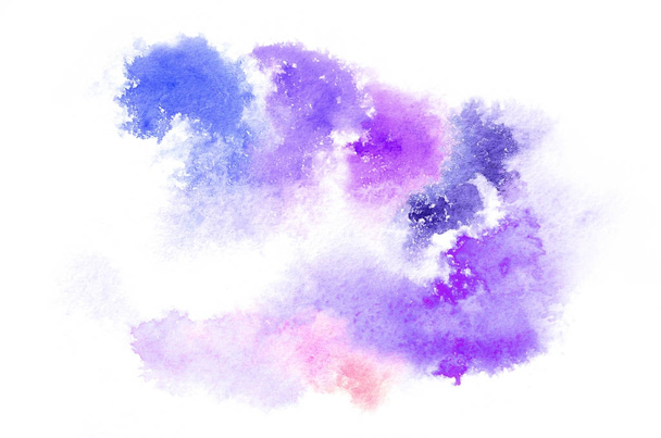 Hand drawn watercolor shape in cold tones for your design. Creative painted background, hand made decoration - 写真・画像