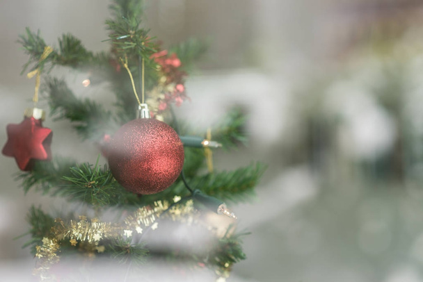 bir Noel ağacına asılı kırmızı biblo - Fotoğraf, Görsel
