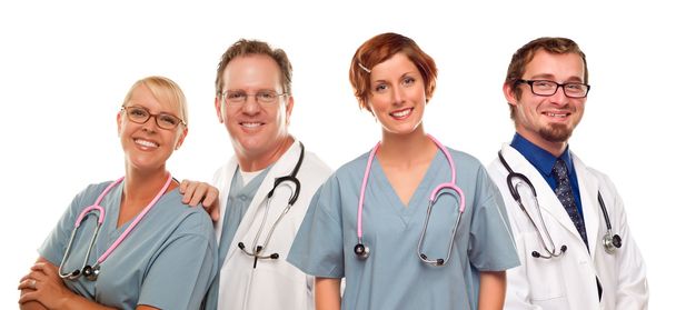 Group of Doctors or Nurses on a White Background - Photo, image