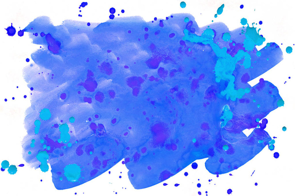 Kleurrijke blauwe aquarel natte kwast verf vloeibare achtergrond voor wallpaper. Aquarelle felle kleur abstract hand getekende papieren textuur achtergrond levendige element voor het web, afdrukken - Foto, afbeelding