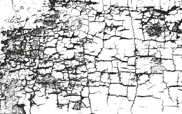 Distressed overlay texture of dust metal, cracked peeled concrete - Vector, Image