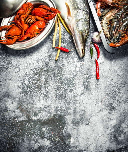 Different fresh seafood. - Fotó, kép