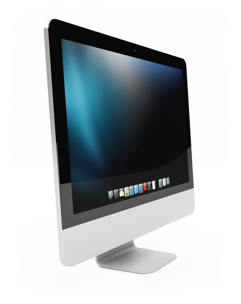 moderner Computerbildschirm auf weißem Hintergrund 3D-Rendering - Foto, Bild