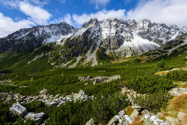 秋にスロバキア カルパチア山脈。トップスと緑の丘  - 写真・画像