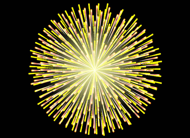 Colorful Fireworks on black background - Vector, Image