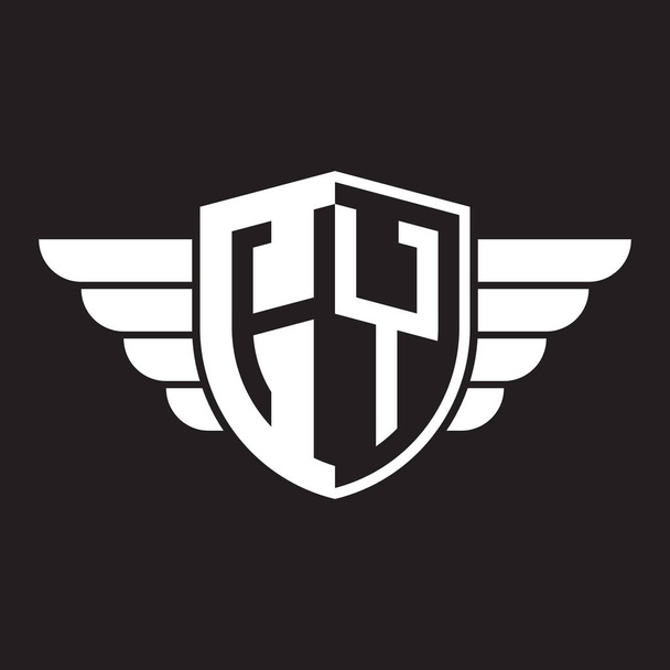 Své první dvě písmeno logo štít s křídlem - Vektor, obrázek