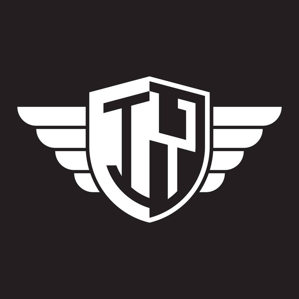 Dwóch pierwszych list logo tarcza z skrzydła - Wektor, obraz