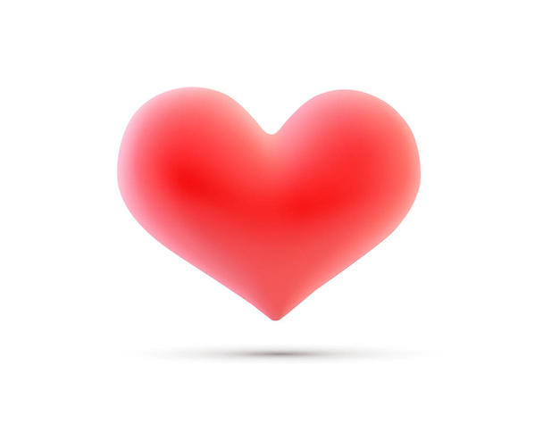 Büyük kırmızı kalp. 3d kalp üzerinde beyaz izole vektör. Sevgililer s gün kalp. Güzel kalp - Vektör, Görsel
