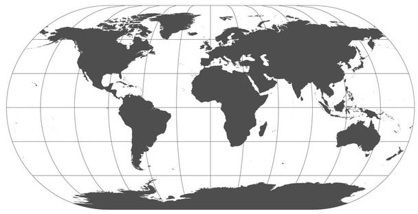 Farklı kartografik projeksiyonlar gri dünyada. 30 derece kılavuz paraleller ve meridyenler. - Fotoğraf, Görsel