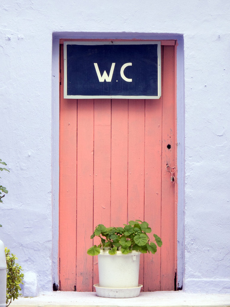 Pink toilet door - Photo, Image