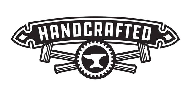 Handcrafted design or badge with hammers - Vector, Image