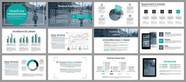 Green and black business presentation slides templates from infographic elements. Can be used for presentation, flyer and leaflet, brochure, marketing, advertising, annual report, banner, booklet - Vector, Image