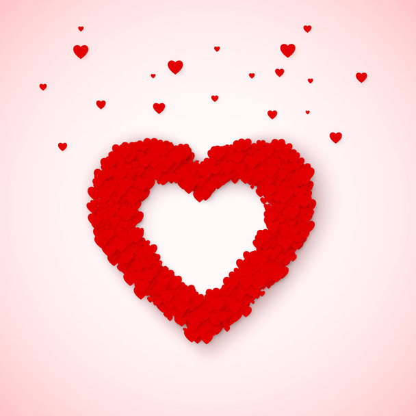 Lovely Heart frame from small red and pink hearts confetti. Feeling of love in st. Valentines day. vector illustration - Vector, Image