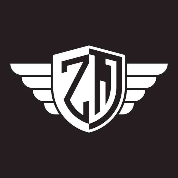 Své první dvě písmeno logo štít s křídlem - Vektor, obrázek