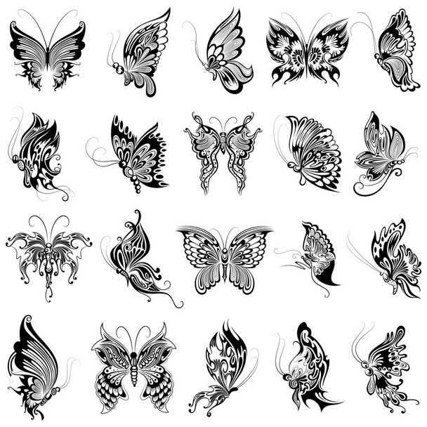 Καλλιτεχνικό σχεδιασμό της συλλογής πεταλούδα τατουάζ - Διάνυσμα, εικόνα