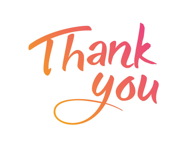 Orange and pink gradient isolated hand writing word THANK YOU - Vector, Image