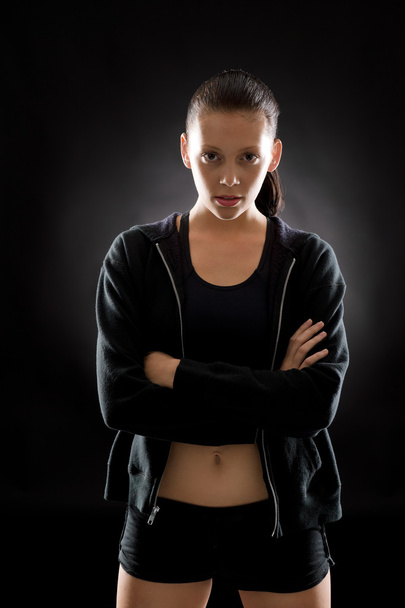 Black fitness woman sport young posing portrait - Zdjęcie, obraz