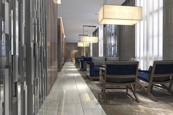 3D rendering luxe hotel receptie en lounge restaurant - Foto, afbeelding