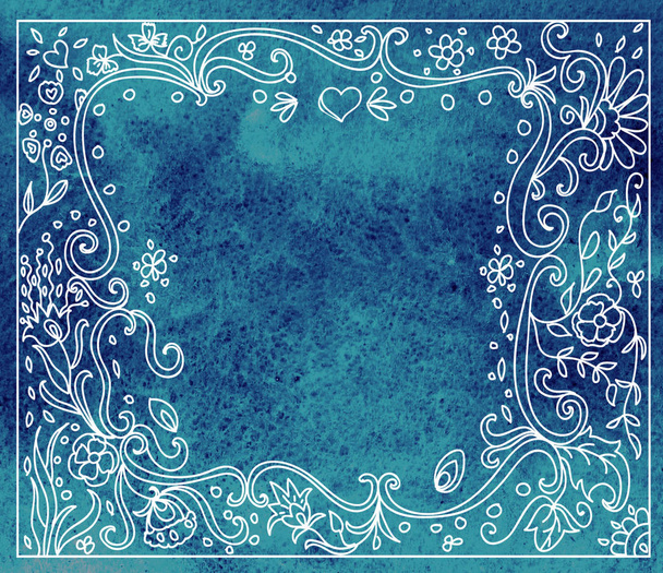 Frame line art on watercolor background - Photo, Image
