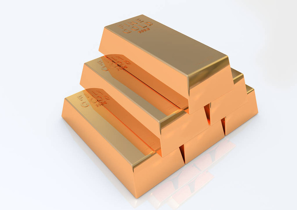 Gold bars 3D render - Foto, Imagem