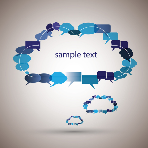 Cloudy speech bubble made from blue small bubbles - Wektor, obraz