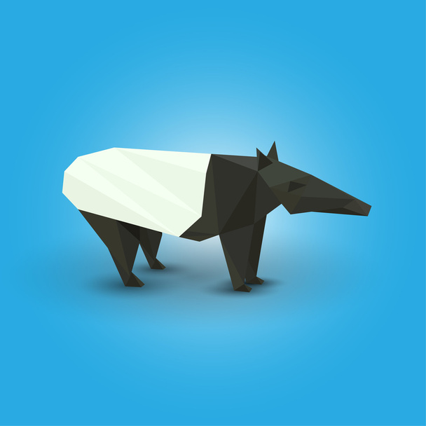 Vector illustration of origami tapir. - Διάνυσμα, εικόνα