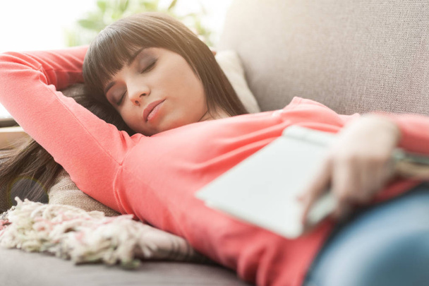Woman napping on the sofa - Photo, Image