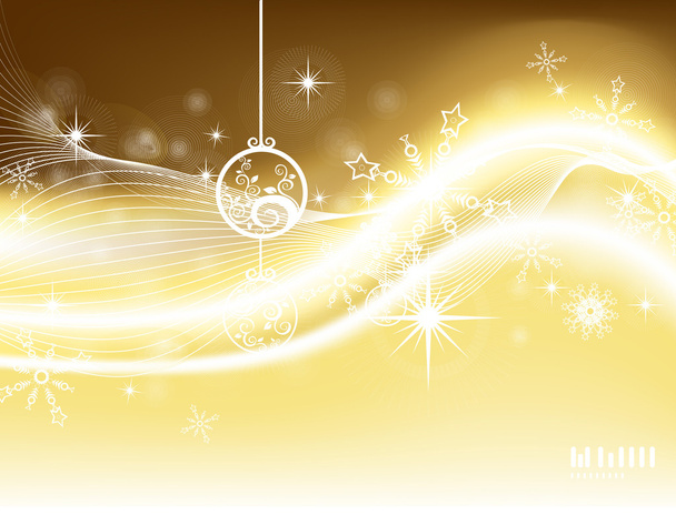 Vector - snowflakes and stars, golden blur light - Vektori, kuva
