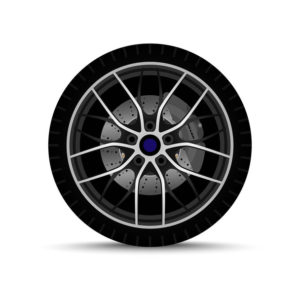 realistic cars wheel. tyre - Vector, Image