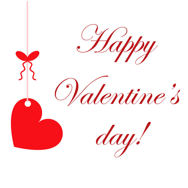 happy Valentines day card vector with red heart - Vector, Image