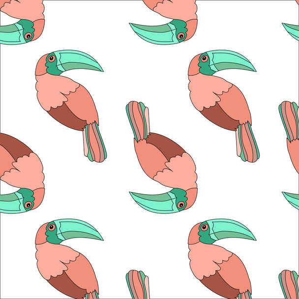 fondo floral romántico. dibujos animados Rainbow Toucan bird
 - Vector, imagen