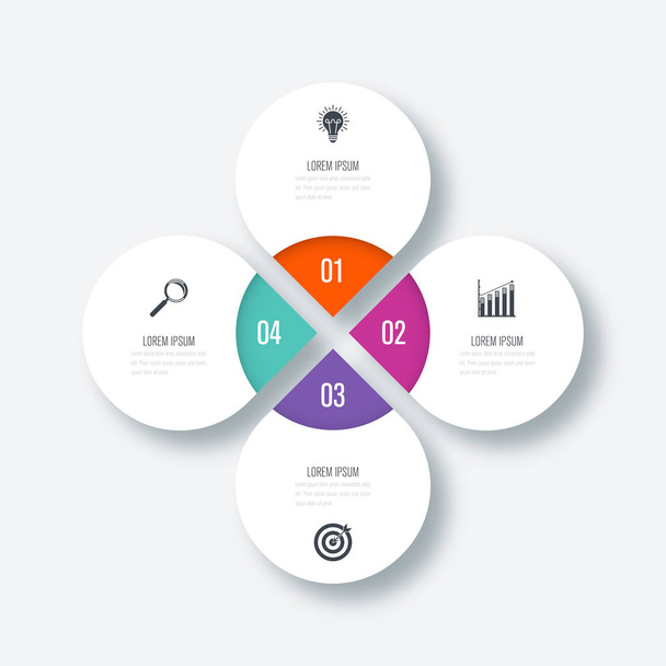 Infographics πρότυπο 4 επιλογές με κύκλο - Διάνυσμα, εικόνα