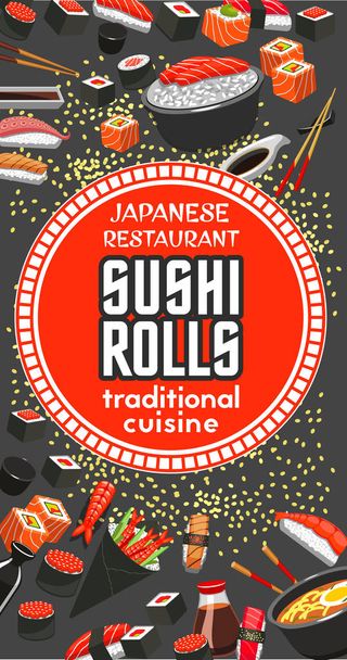 Restaurant japonais de sushi roll, menu du bar
 - Vecteur, image
