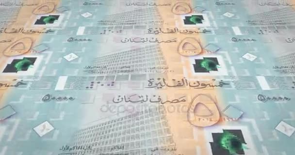 Elli bin Lübnan pound Lübnan, nakit para, banknot döngü - Video, Çekim