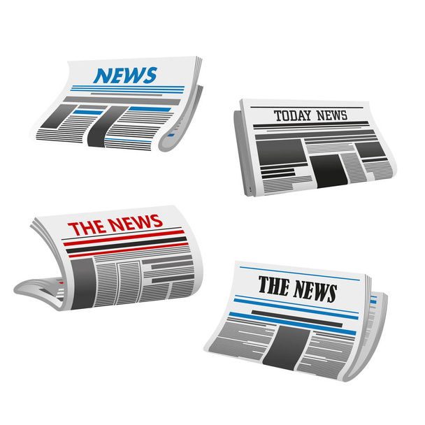 Newspaper icon of folded printed paper news - Vector, Image