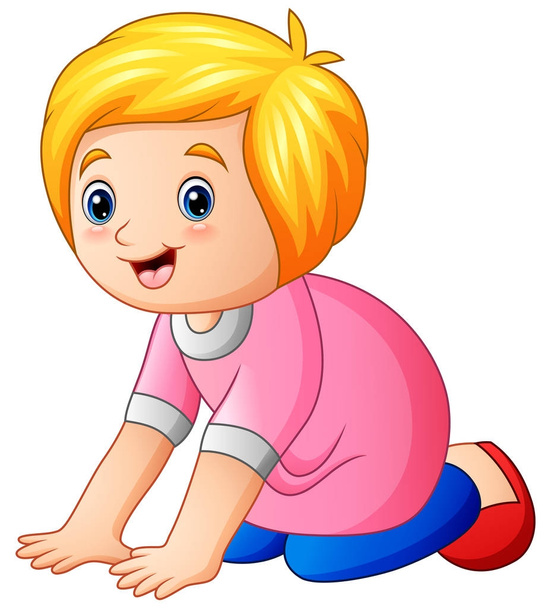Εικονογράφηση διάνυσμα χαριτωμένο ξανθιά μαλλιά κορίτσι χαμογελά - Διάνυσμα, εικόνα