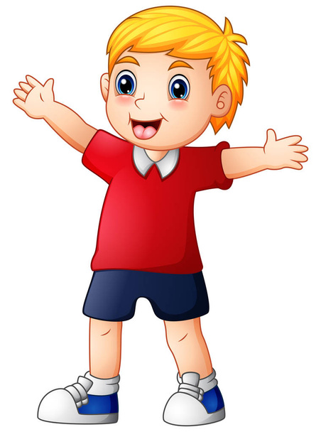 Векторна ілюстрація щасливого хлопчика мультфільм
 - Вектор, зображення