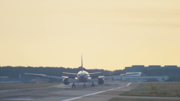 Flugzeug landet am frühen Morgen - Filmmaterial, Video