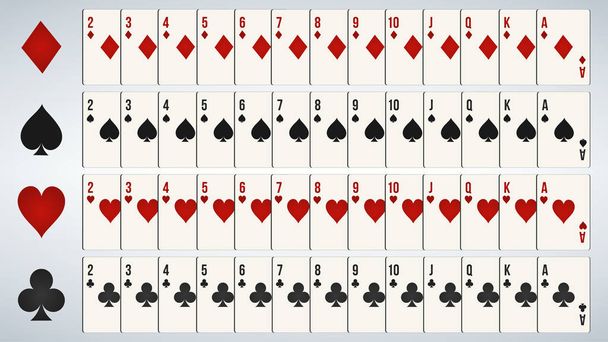 Poker playing cards, full deck. - Vector, Image