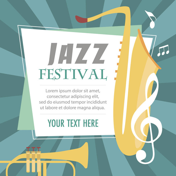 Jazz music festival poster with musical instruments. Vector Illustration - Vector, Image