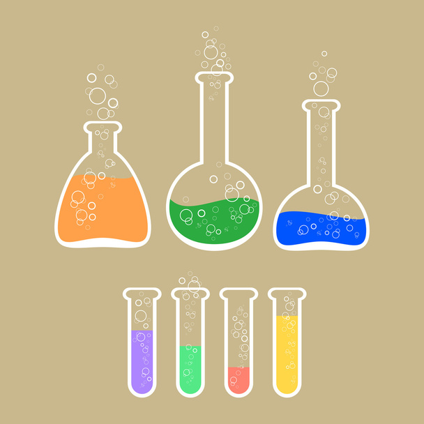 Vector illustration of laboratory apparatus with colorful solution. - Vector, Image