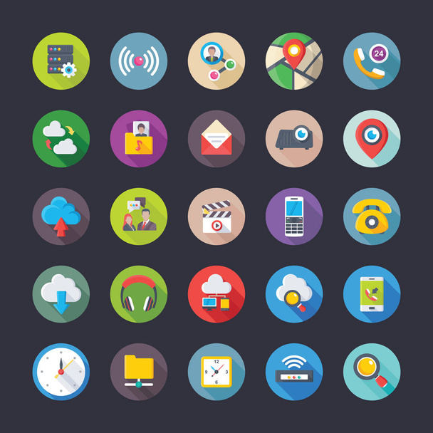 Flat Vector Set Of Network And Communications Icons - Vektor, Bild