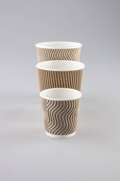 corrugated cups of different volume for hot drinks - Photo, Image