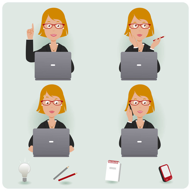 Business woman working - Vector, Image