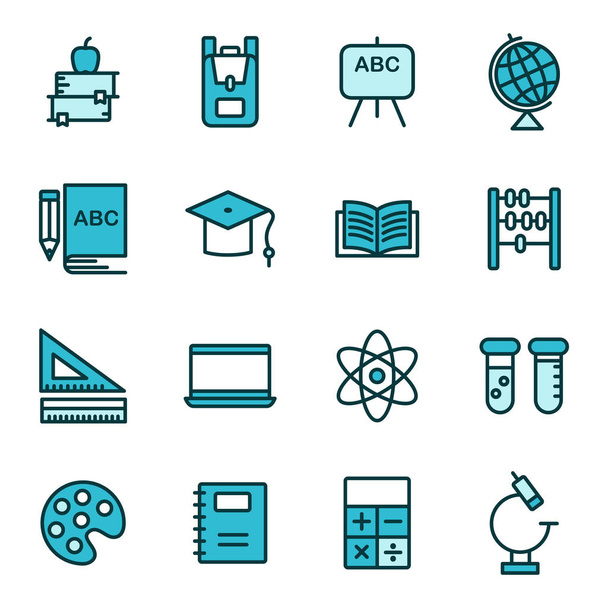 School and Education Icons Related. 16 School And Education Vector Icons - Vector, Image