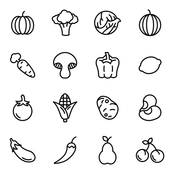 Fruit and vegetables icon set. Fruit and Healthy food with elements for mobile concepts and web apps - Vector, Image