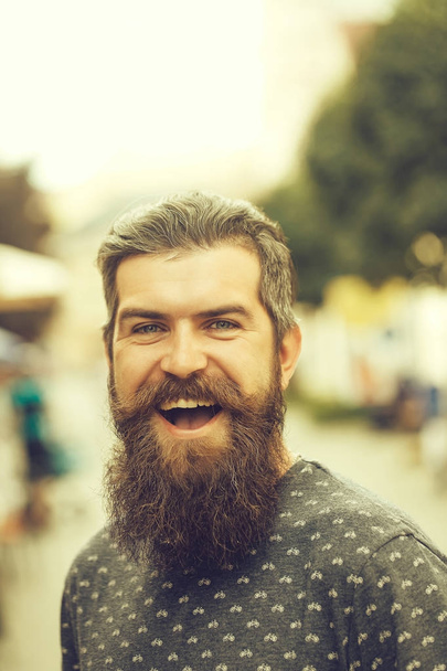 handsome bearded man outdoor - 写真・画像