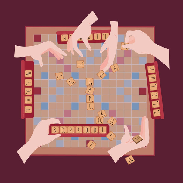Wooden game. Words from tile scrabble letters - Vector, Image